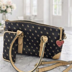 Dooney & Bourke Black and Tan Crossbody Bag